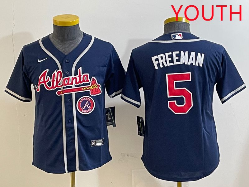 Youth Atlanta Braves #5 Freeman Blue Game 2025 Nike MLB Jersey style 6->youth mlb jersey->Youth Jersey